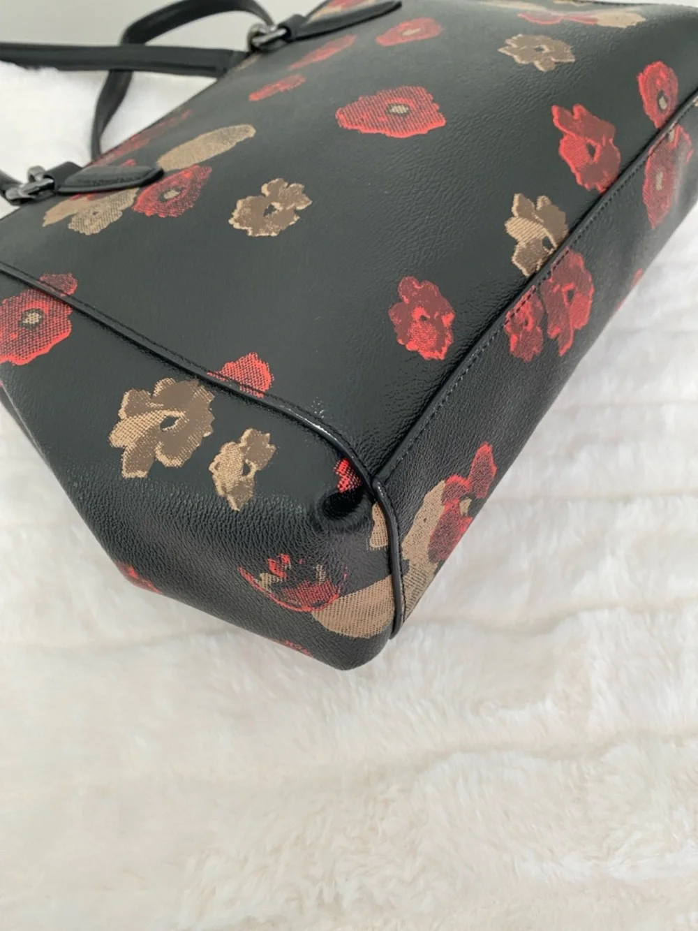 Coach Black Flower Print Mini Christie Carryall Satchel - Picture 9 of 16